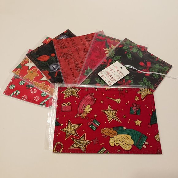 7 Christmas-Theme Fabric Covered Postcards - Picture 1 of 3